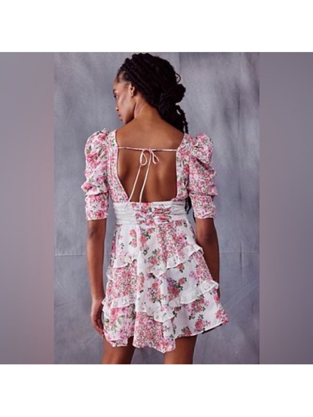 Pink Floral Ruffle Mini Dress - Picture 6 of 6